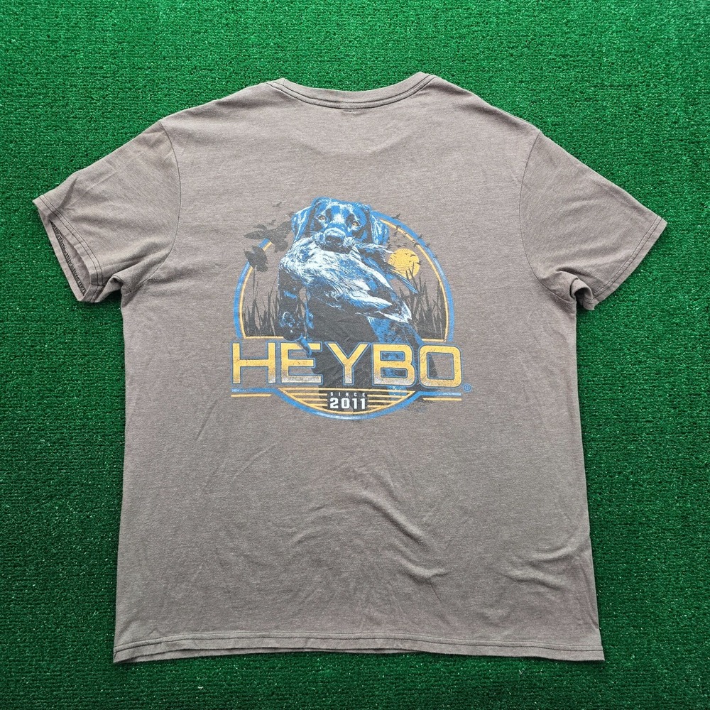 Heybo Outdoors‎ Hunting Dog & Mallard Graphic Tshirt Mens Large Brown Outdoors